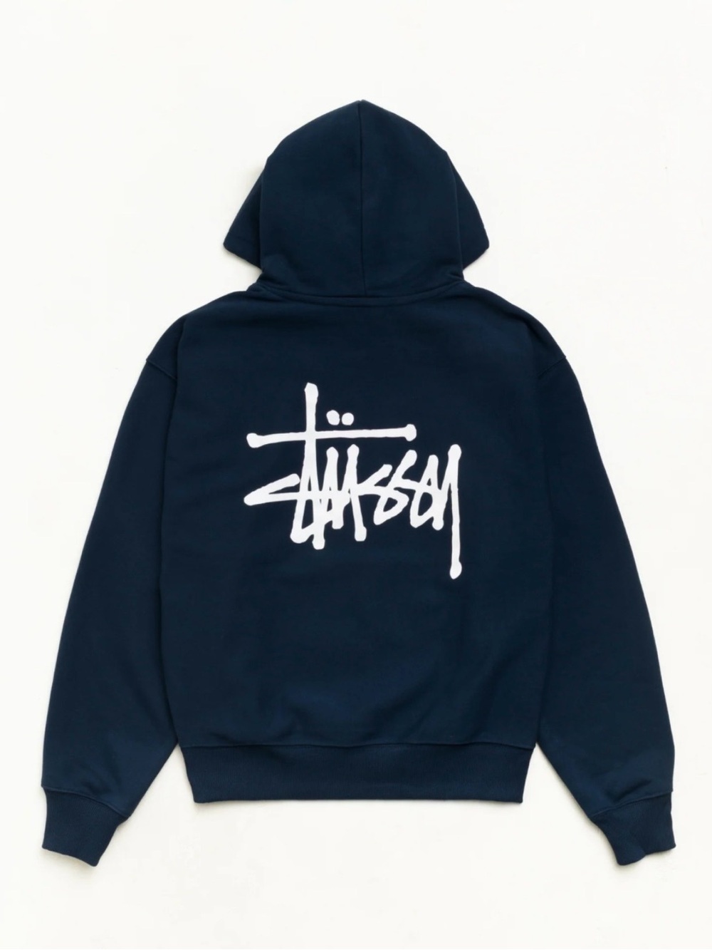 Stussy Navy Hoodie with White Back Logo - Women's